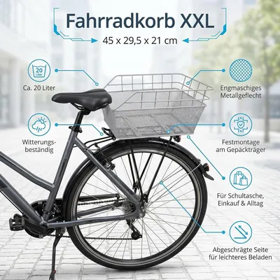Produktbild von VDP - Fahrradkorb XXL 28L weiss (EAST_BJB-458_weiss) BJB-458