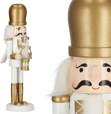 Obrázek produktu pro Louskáček - Voják s bubínkem 30,5cm zlatý, vánoční dekorace