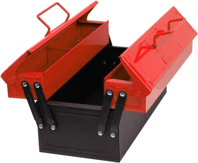 Produktbild von Werkzeugkoffer rot/schwarz, für Spielzeug, rot und schwarz, kinderfreundliche Tool Box