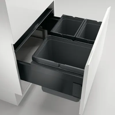 Produktbild von Naber Cox® Base 360 K/600-3, Abfallsammler für Frontauszüge, ohne Biodeckel, anthrazit, H 360 mm 8013489