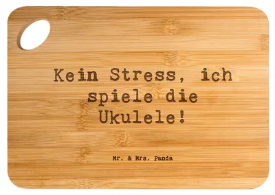 Produktbild von Mr. & Mrs. Panda Schneidebrett Spruch Ukulele Entspannung - Transparent - Geschenk, Lebensfreude, Instrument, Musiker, Holzbrett, holzschneidebrett, Frühstücksbrettchen