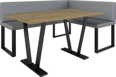Produktbild von Eckbank AKIKO METAL mit Tisch 168x128 rechts - Eckbankgruppe f r Ihrem Esszimmer, K che modern, Sitzecke, Essecke. Perfekt f r K che, B ro und Rezeption