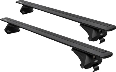 Produktbild von Inter Pack Virgo IR 120 Dachträger für integrierte Reling, 120cm Träger, 75 kg Tragkraft, aerodynamisches Flügelprofil mit 21 mm T-Nut-Kanal und Schlössern, Schwarz