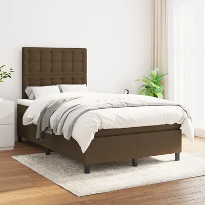 Produktbild von The Living Store Boxspringbett mit Matratze Dunkelbraun 120x200 cm Stoff