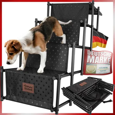 Produktbild von Faltbare Teleskop Hundetreppe Hunderampe für Auto & Kofferraum - Rutschfeste Einstiegshilfe, klappbar & platzsparend für alle Hunde