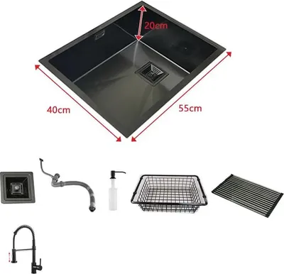 Immagine prodotto di Lavello da cucina, acciaio inox, monovasca, 55x40cm B