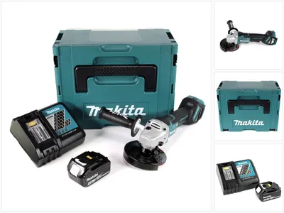 Zdjęcie produktu dla Makita DGA 517 RM1J Akumulatorowa szlifierka kątowa 18 V 125 mm bezszczotkowa + 1x akumulator 4,0 Ah + ładowarka + Makpac