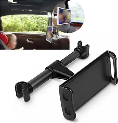 Produktbild von Auto-Kopfstützenhalterung, 360° drehbarer Tablet-Telefonhalter, Rücksitzhalterung, Schwarz