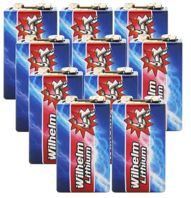 Produktbild von 10 x Wilhelm Lithium 9V Block Batterie Rauchmelder 6LR61 9 Volt Batterien
