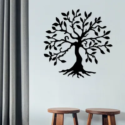 Immagine prodotto di Wallity, Albero 3, decorazione da parete, nero, metallo, 60 x 60 cm
