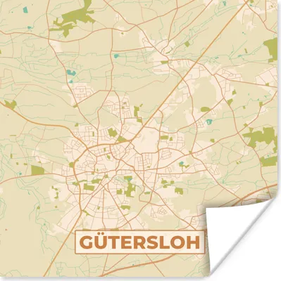 Produktbild von MuchoWow® Poster Gütersloh - Karte - Vintage - Stadtplan 50x50 cm - Wohnzimmerdekoration