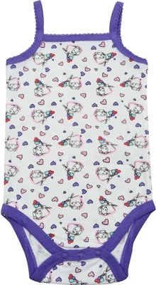 Produktbild von Pummel & Friends Baby Body für Mädchen Pummeleinhorn – Ballons und Herzen Strampler ohne Ärmel Weiß/Lila 74-80