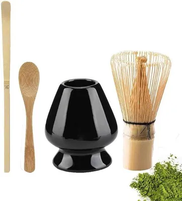 Produktbild von Famanu Matcha Set 4-teilig - Bamboe Chasen und Chashaku Halter (schwarz)