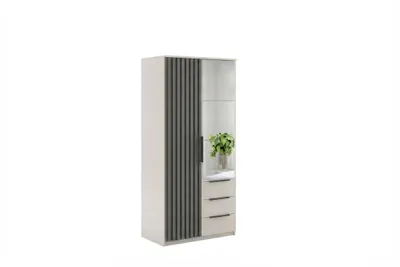 Produktbild von Torino Kleiderschrank - 100 x 61 x 215 cm, 2-türig 3 Schubladen, Kashmir, Lamellen Schwarz