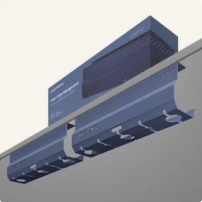 Produktbild von Desktronic Kabelkanal Schreibtisch, 2x43cm, Hochwertiger Stahl, Kabel Organizer für Kabelführung Blau