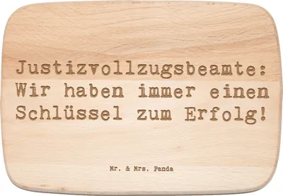 Produktbild von Mr. & Mrs. Panda Holzbrett Spruch Justizvollzugsbeamter Erfolg - Transparent - Geschenk, Stolz im Beruf, personalisierte Geschenke, Empathie, Berufsleben, Anerkennung