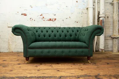 Obrázek produktu pro Klasický čalouněný nábytek Chesterfield zelený gauč Imitace kůže látka rozkládací pohovka
