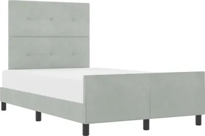 Produktbild von vidaXL Boxspringbett mit Kopfteil Hellgrau 120 x 190 cm Samt