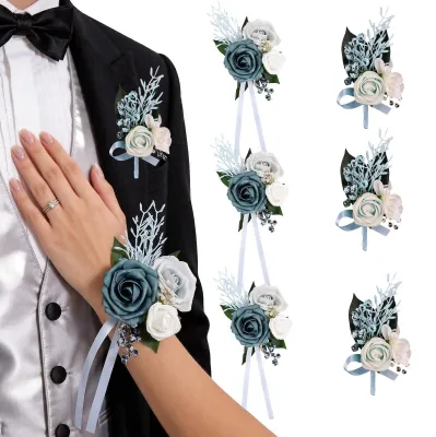 Produktbild von Künstliche Rosen-Brustschmuck – 6 Stück für Hochzeiten