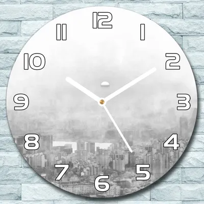 Produktbild von Wanduhr aus Glas Rund fi 30 Stadtillustration Quarz Deko Schlafzimmer Büro