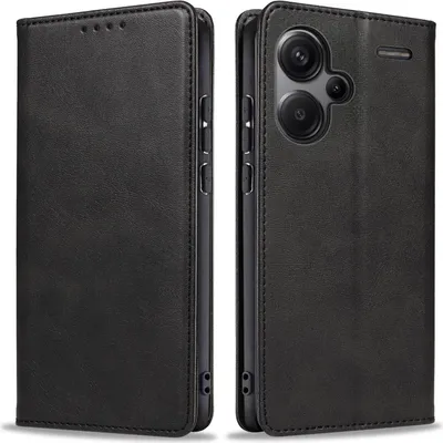 Produktbild von Handyhülle für Xiaomi Redmi Note 13 Pro+ 5G Kunstleder Flip Cover Hülle Handytasche Case Kartenfach Farbe: Schwarz