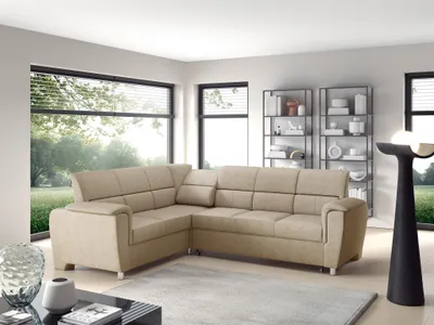 Produktbild von Ecksofa Schlafsofa Sofa SALVADOR Stoff Texas Beige Kurze Schenkel Links