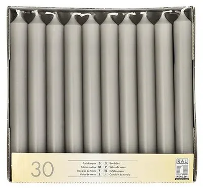 Produktbild von Papstar Tafelkerzen Ø 2,15 cm · 19,6 cm grau, 4 x 30 Stück