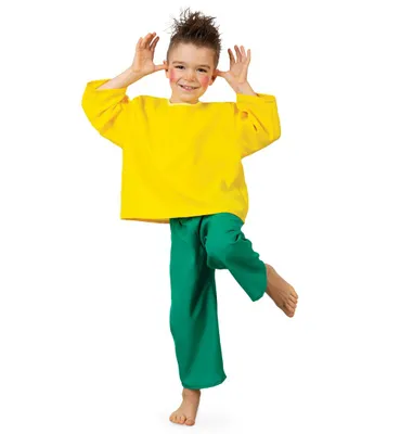 Produktbild von Kostüm Outfit Kobold-Kinderkostüm - 2-teiliges Set gelb grün Rundhalsauschnitt und Gummizug (128)