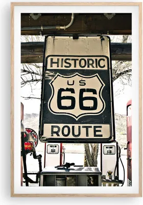 Produktbild von Gerahmtes Poster - Rahmen in heller Eiche - Straße alt 66 USA - 61x91,5 cm - Wand Bild - Wanddeko - Wandbilder - Wandposter - Bilderrahmen - Bilder - Kunstdruck - Wandbild - P2NPA61x91-3573