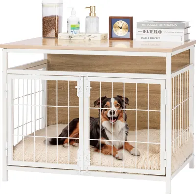 Produktbild von Navaris Möbel Hundebox mit Matte - Hundekäfig - Hundebox für kleine und mittlere Hunde - Hundekäfig für Zuhause - Gitterbox Hund - Hunde Box -
