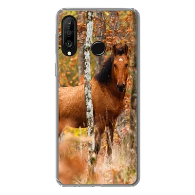 Produktbild von MuchoWow® Handyhülle Schutzhülle Hülle für Huawei P30 Lite Pferd - Wald - Braun Silikon Softcase Handy Hülle - Handyhülle