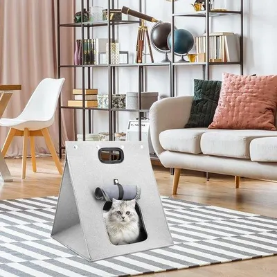 Produktbild von Famanu Katzenhaus Warmes Plüsch Katzeniglo - Waschbares Hundebett mit Abnehmbarem Kissen