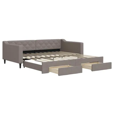 Zdjęcie produktu dla vidaXL Rozkładane łóżko dzienne z szufladami Taupe 100x200 cm tkanina
