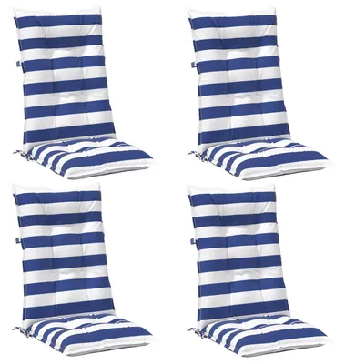 Image de vidaXL Coussins d'extérieur, lot de 4, bleu et blanc, 120 x 50 x 7 cm, tissu