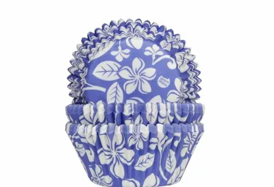 Produktbild von Muffinförmchen Aloha Blumen blau 50St