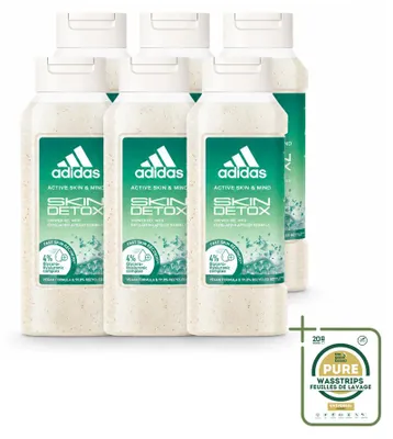 Obrázok produktu pre 6 kusov gélu na sprchovanie Adidas Active Skin & Mind Skin Detox – 250 ml – balenie