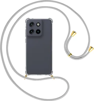 Produktbild von Handykette Backcover-Schutzhülle mit Band (Metall goldfarben) für Motorola Moto G Stylus 5G (2025) - silbergrau