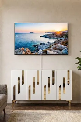 Obrázok produktu pre Skye Decor, Kvalitná konzolová stolík (3 časti) – biela a zlatá, 120 cm | 100% melamín