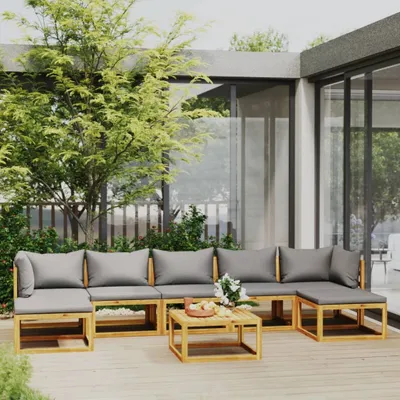 Image de Maison Exclusive - Ensemble de salon de jardin 8 pièces avec coussins, en bois massif d'acacia