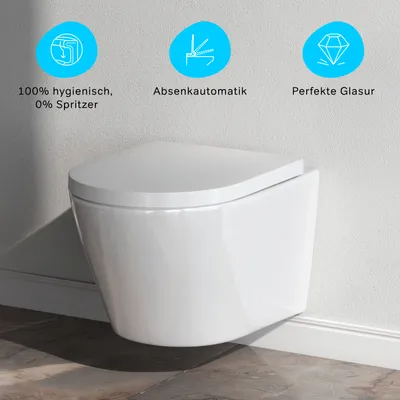 Produktbild von AM.PM Design Hänge-WC spülrandlos Toilette inkl. WC Sitz mit Softclose Absenkautomatik