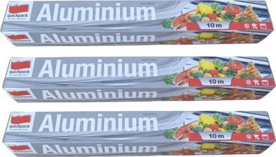 Produktbild von quickpack 3er Pack Alufolie 10m-Rolle zum Braten, Dünsten, Grillen & Schutz