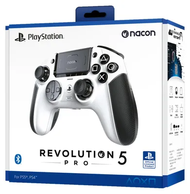 Zdjęcie produktu dla NACON Revolution 5 Pro, Gamepad, PC, PlayStation 4, PlayStation 5, D-pad, Przyciski kierunkowe, Przycisk menu, Bezprzewodowy, Bluetooth, Czarny, Biały