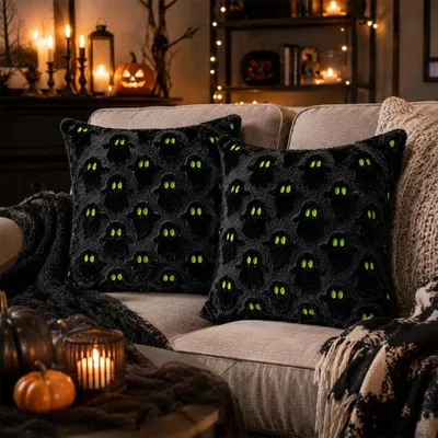 Imagen del producto de Fundas de cojín con motivos de Halloween, 2 unidades, 45 x 45 cm, para sofá y salón