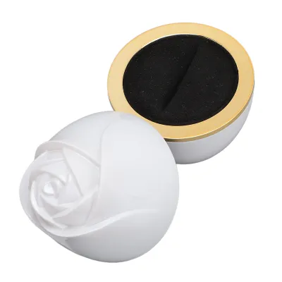 Produktbild von Rose Shape Jewelry Box,Rose Shape Ring Box,Rose Ring Box,Magnetic Rose Shaped Ring Box,White Rose Shaped Ring Case,Rose Shape Ring Holder