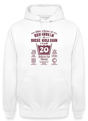 Produktbild von Spreadshirt Kollegin 20 Jahre Dienst | Schonend Behandeln Uni Hoodie, XL, Weiß