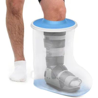 Obrázek produktu pro Ochrana nohou do sprchy, 40 cm, voděodolná, protiskluzová, ochrana sádry – voděodolná, opakovaně použitelná ochrana sádry, která drží nohy při koupání
