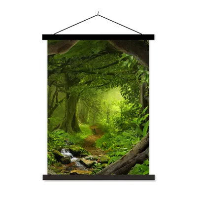 Produktbild von MuchoWow® Textilposter Dschungel - Grün - Natur - Tropisch - Pflanzen 90x120 cm mit schwarzem Rahmen - Dekoration