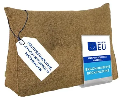 Immagine prodotto di Pillows24 - Cuscino per la schiena da letto e divano con fodera sfoderabile e lavabile [100 cm/Marrone/Bouclé] Comodo cuscino a cuneo e cuscino da lettura per il letto