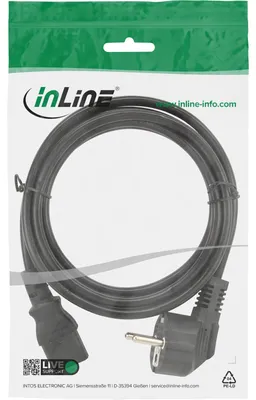 Produktbild von InLine Netzkabel, Schutzkontakt gewinkelt auf Kaltgerätestecker C13, 1,8m, 1,8 m