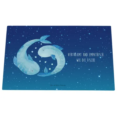 Produktbild von Mr. & Mrs. Panda Schneidebrett Aus Glas Sternzeichen Fische - Sternenhimmel Blau - Geschenk, schneidbrett, Hackbrett, Geburtstag Februar, März, Schneideplatte, Fisch